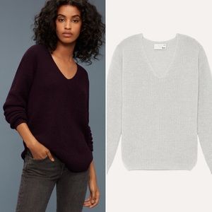 Lot of 2 Aritzia Wilfred Wolter v neck purple and grey waffle sweaters xxs 2xs